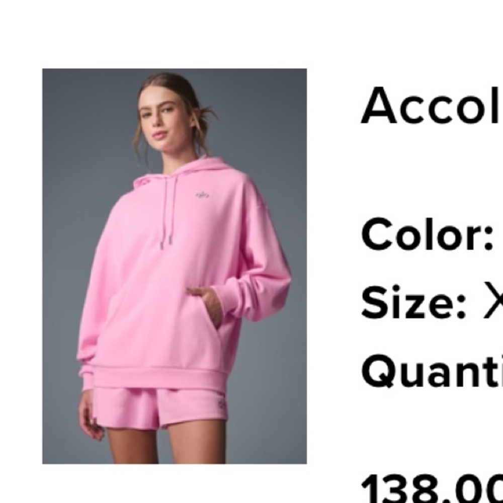 Alo Yoga Accolade Hoodie - Sweet Pink - XXS